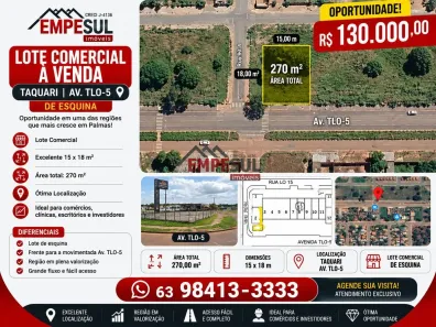 Lote/Terreno à venda, 270m² no Jardim Taquari (Taquaralto), Palmas