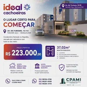 Apartamento com 2 Quartos à venda, 37m² no Tarumã-Açu, Manaus