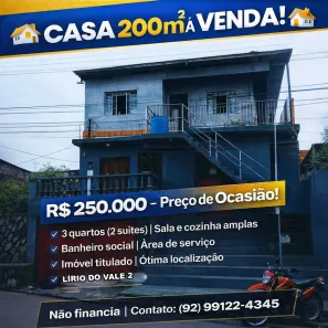 Casa com 4 Quartos à venda, 200m² no Lírio do Vale, Manaus