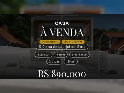 Casa com 3 Quartos à venda, 128m² no Colina de Laranjeiras, Serra