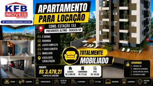Apartamento com 2 Quartos para alugar, 44m² no Presidente Altino, Osasco