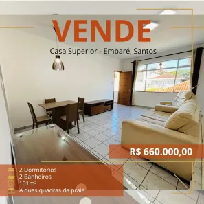 Casa de Condomínio com 2 Quartos à venda, 101m² no Embaré, Santos