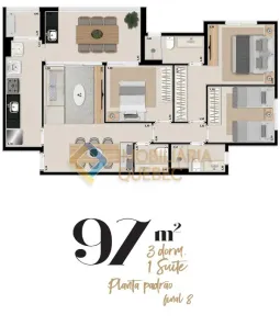Apartamento com 3 Quartos à venda, 97m² no Condomínio Itamaraty, Ribeirão Preto